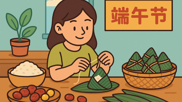 端午节包粽子